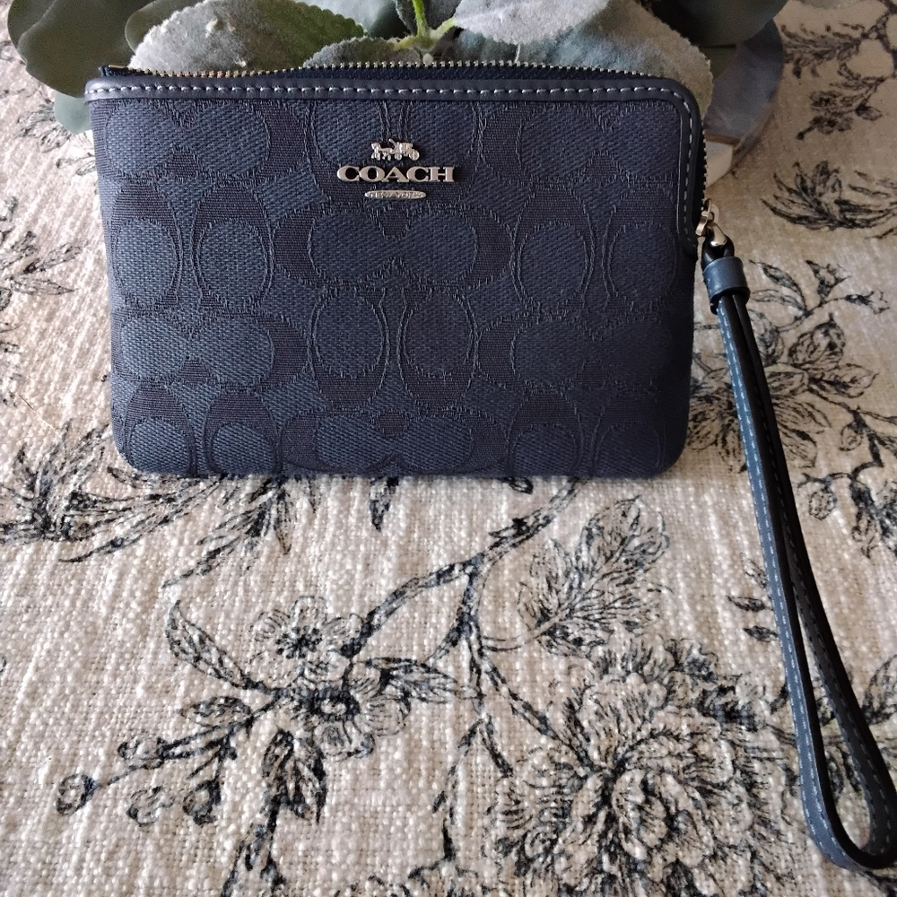 COACH Dark Blue Wristlet.